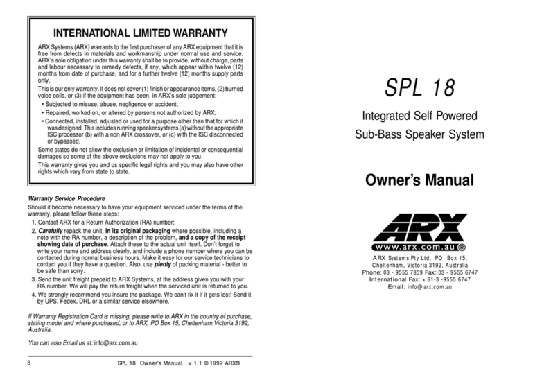 ARX SPL 18 owner's manual