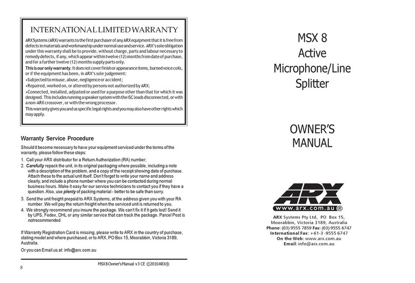 ARX MSX 8 owner's manual