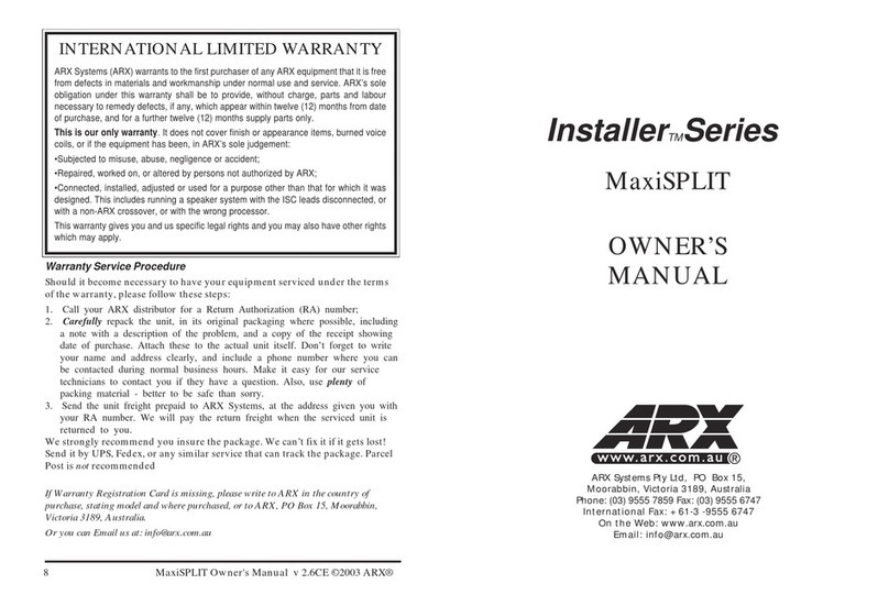 ARX Installer MaxiSPLIT owner's manual ARX Installer MaxiSPLIT owner's manual