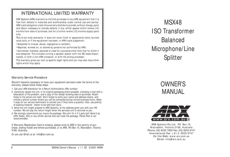 ARX MSX48 owner's manual