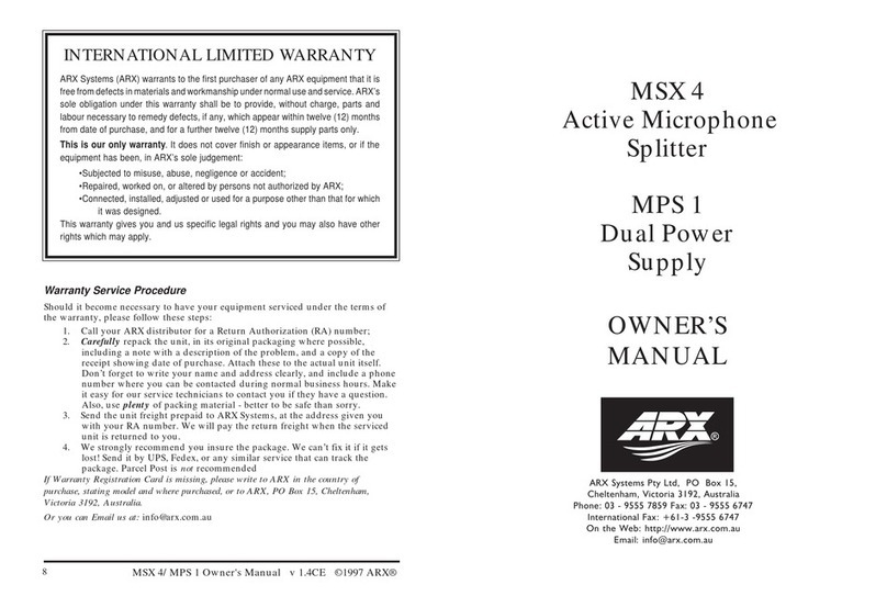 ARX MSX 4 owner's manual ARX MSX 4 owner's manual