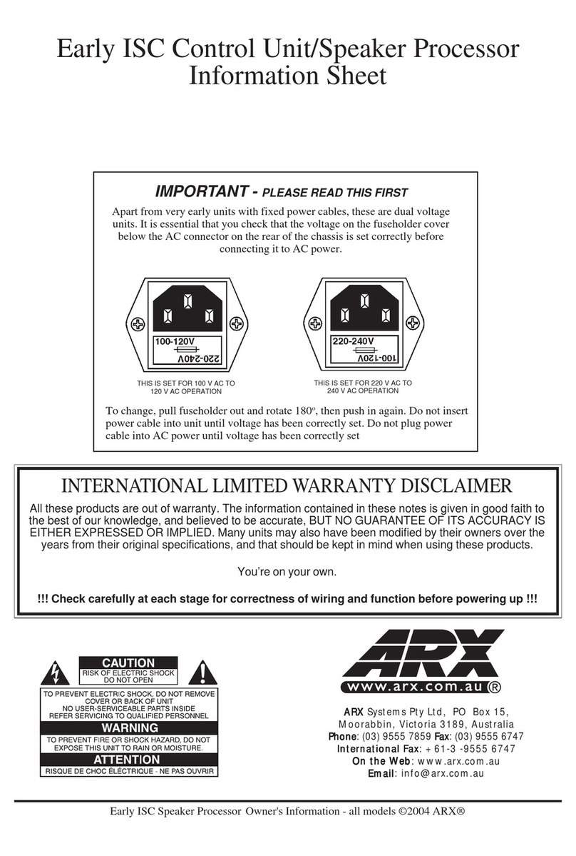 ARX Early ISC Control Unit/Speaker Processor Information sheet