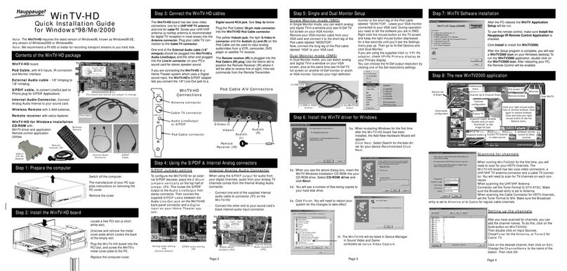 Hauppauge WinTV-HD User manual