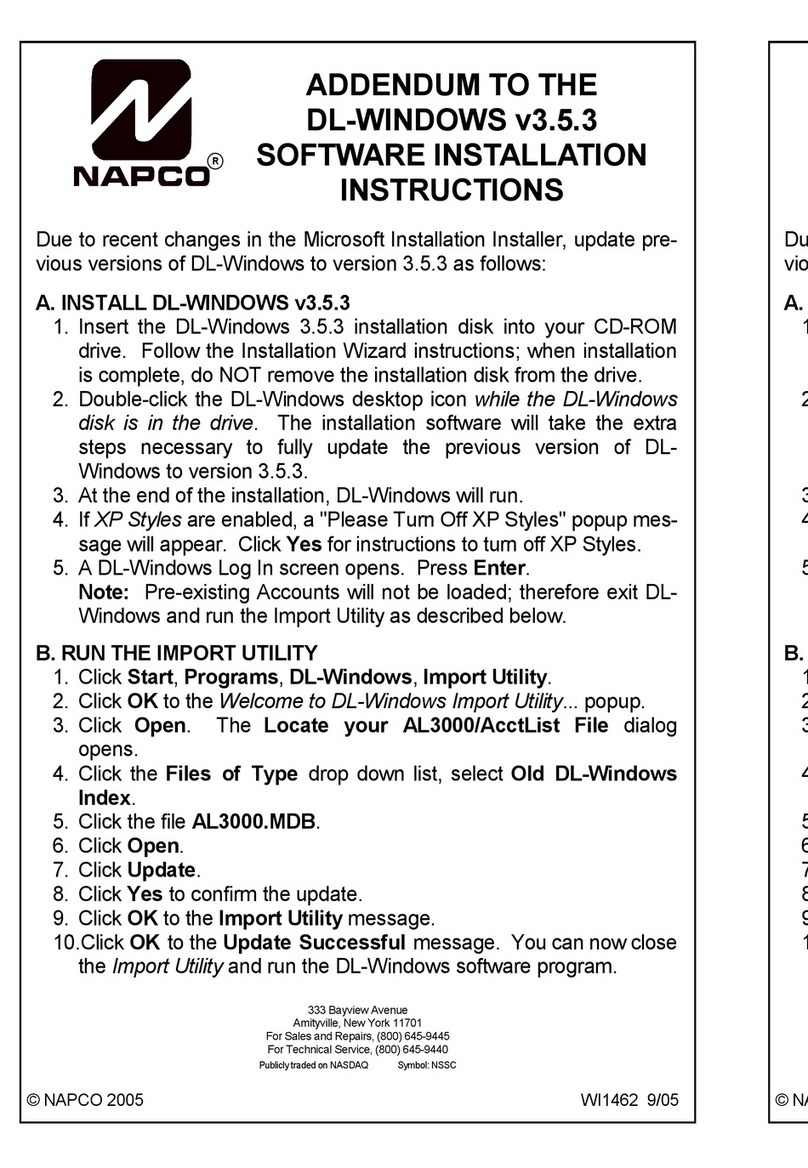 NAPCO DL-WINDOWS v3.5.3 installation instructions NAPCO DL-WINDOWS v3.5.3 installation instructions
