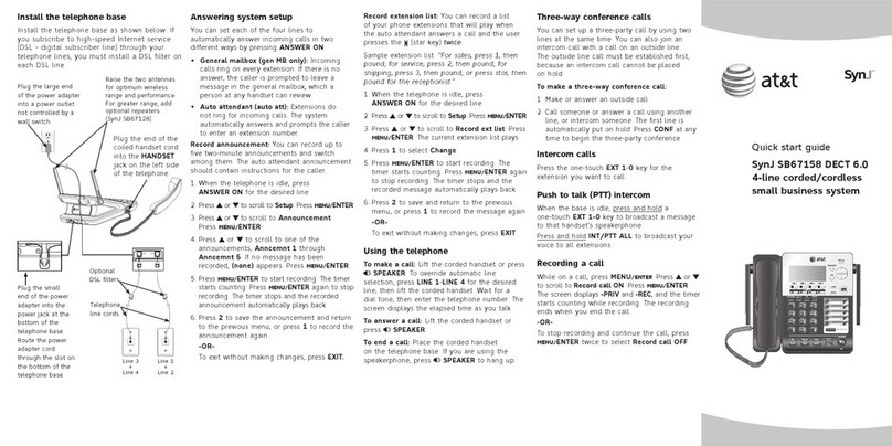 AT&T SynJ SB67158 quick start guide