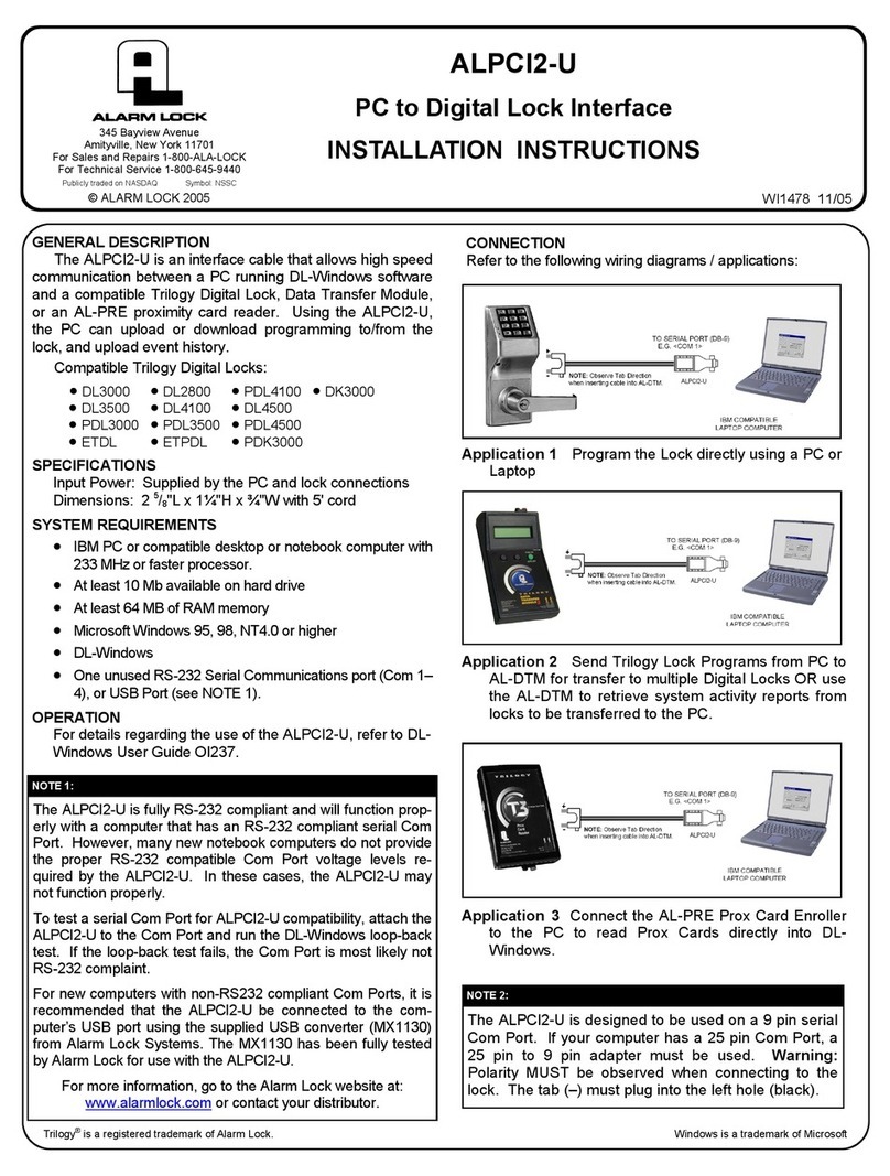 Alarm Lock ALPCI2-U User manual