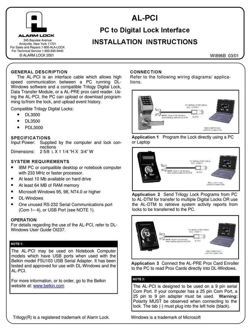 Alarm Lock AL-PCI User manual