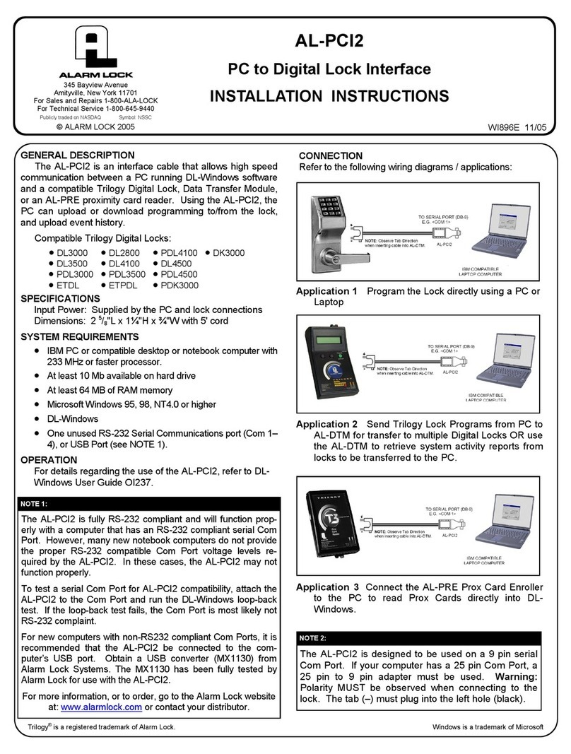 Alarm Lock AL-PCI2 User manual