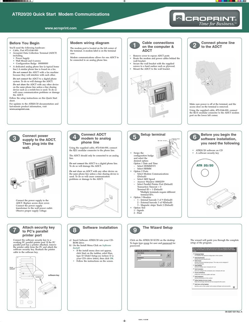 Acroprint ATR20/20 User manual