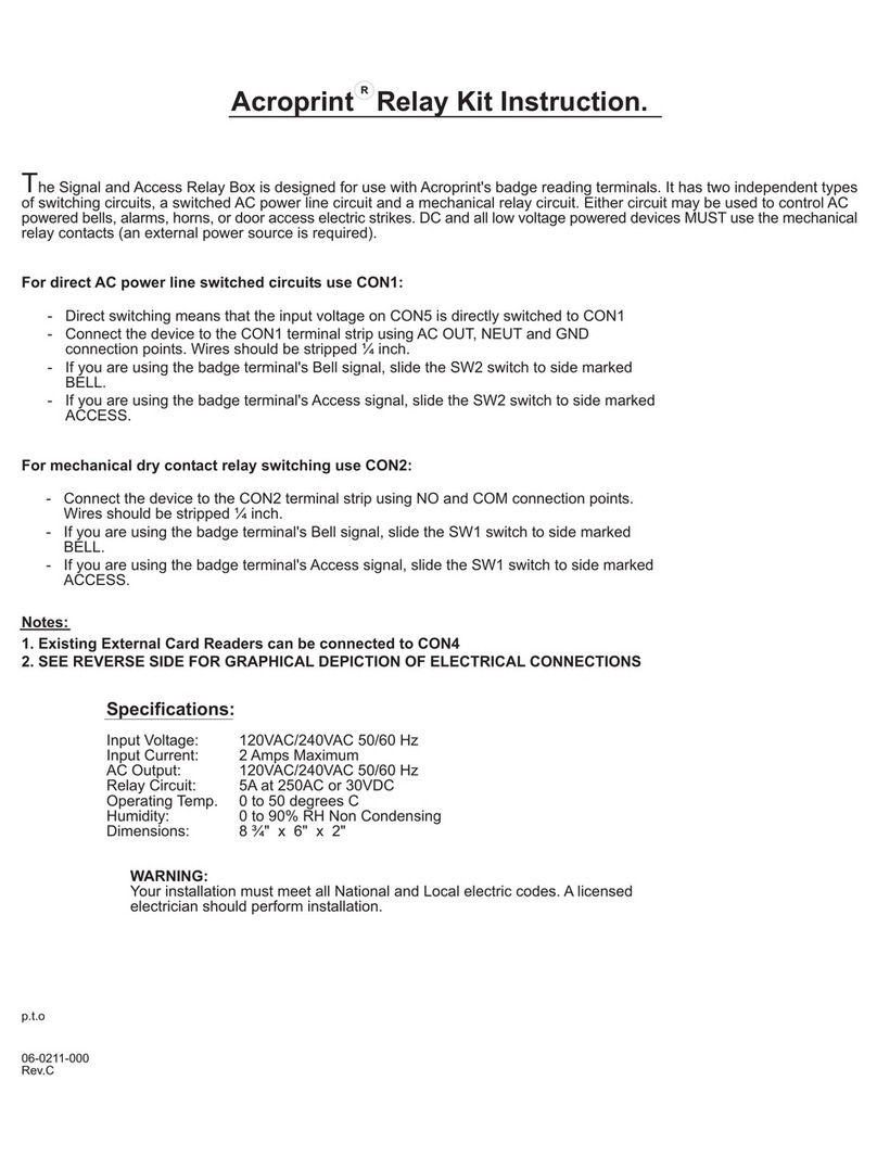 Acroprint Signal and Access Relay Box manual