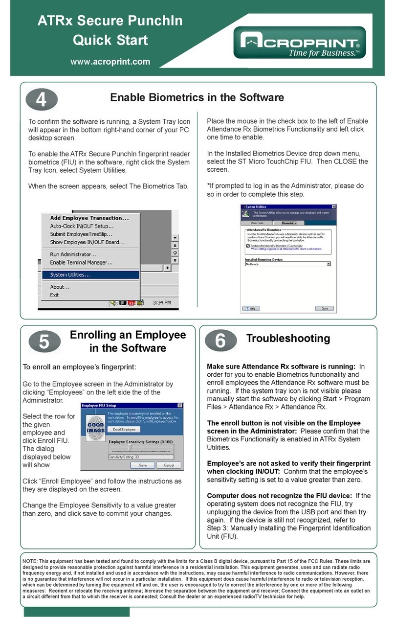Acroprint ATRx Secure PunchIn User manual Acroprint ATRx Secure PunchIn User manual