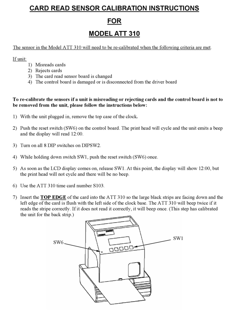 Acroprint CARD READ SENSOR Use and care manual Acroprint CARD READ SENSOR Use and care manual