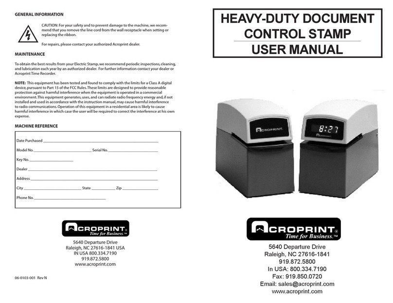 Acroprint HEAVY-DUTY DOCUMENT CONTROL STAMP user manual