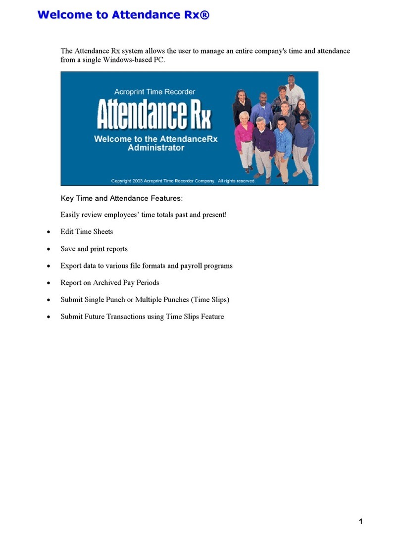 Acroprint Attendance Rx User manual