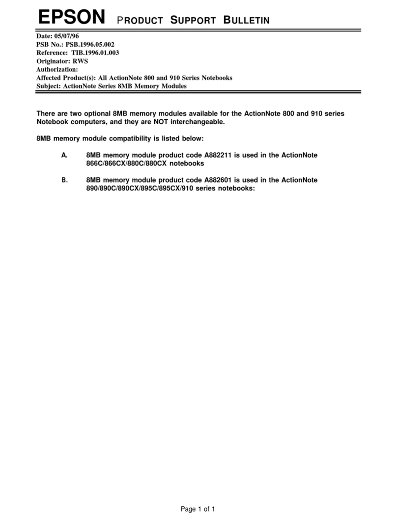 Epson ActionNote 890 Installation manual