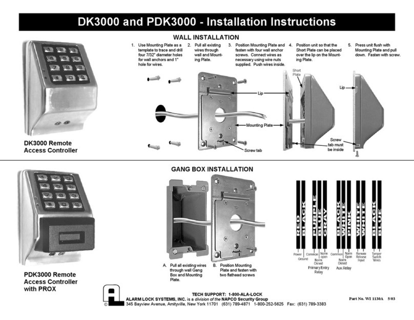 Alarm Lock Trilogy DK3000 Series User manual