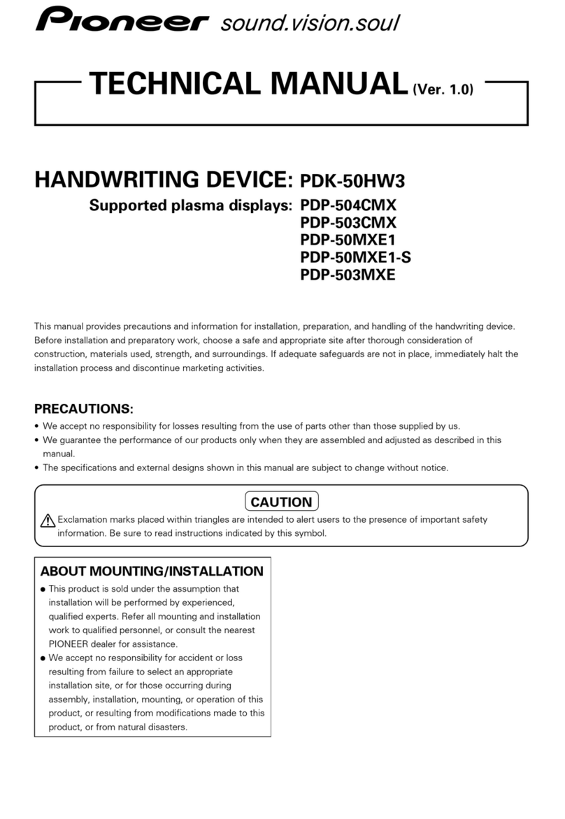 Pioneer 504CMX - PDP - 50" Plasma Panel User manual