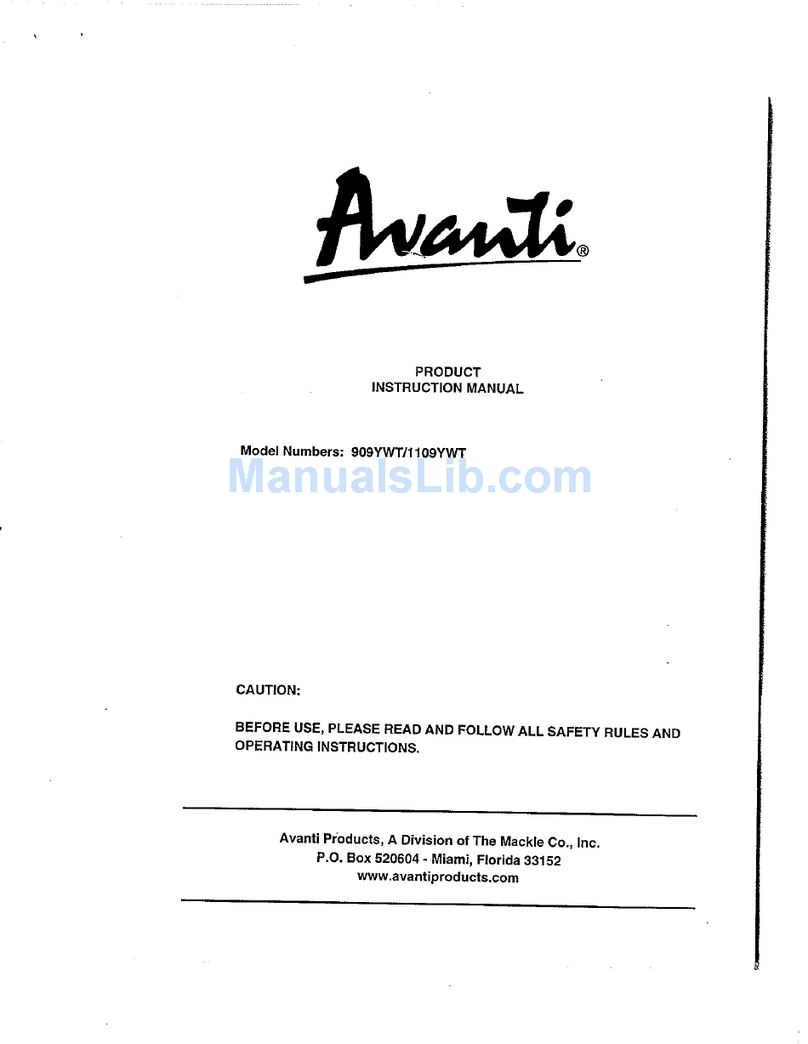 Avanti 909YWT User manual Avanti 909YWT User manual