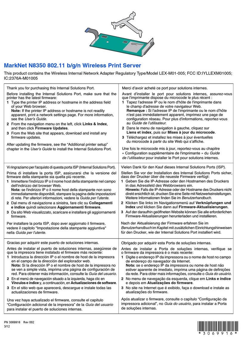 Lexmark MarkNet N8350 setup sheet