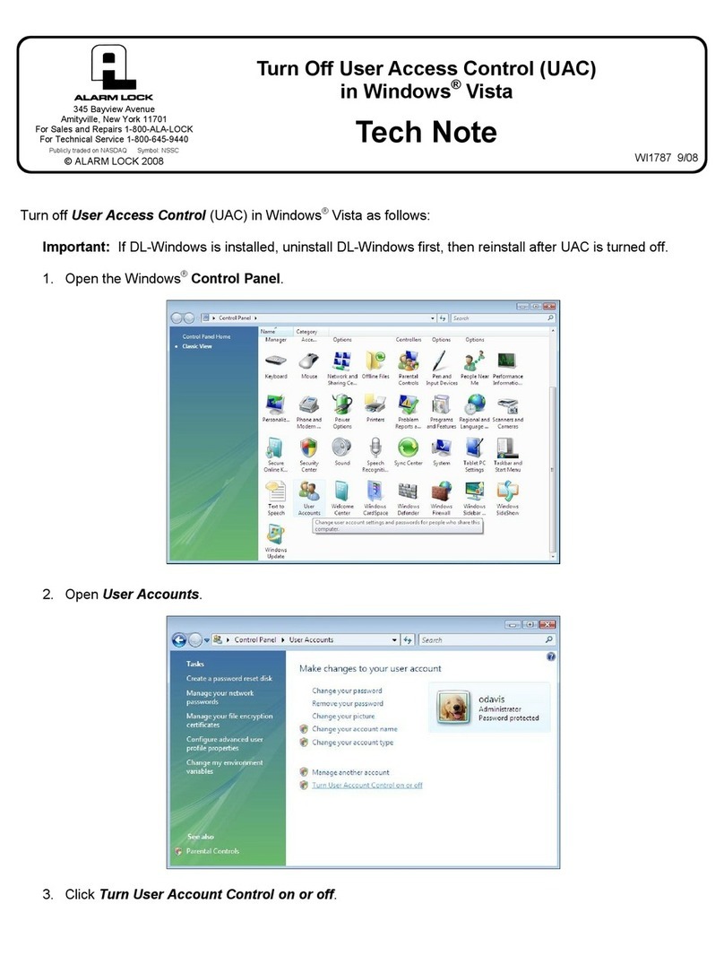 Alarm Lock User Access Control (UAC) in Windows® Vista Tech note Alarm Lock User Access Control (UAC) in Windows® Vista Tech note