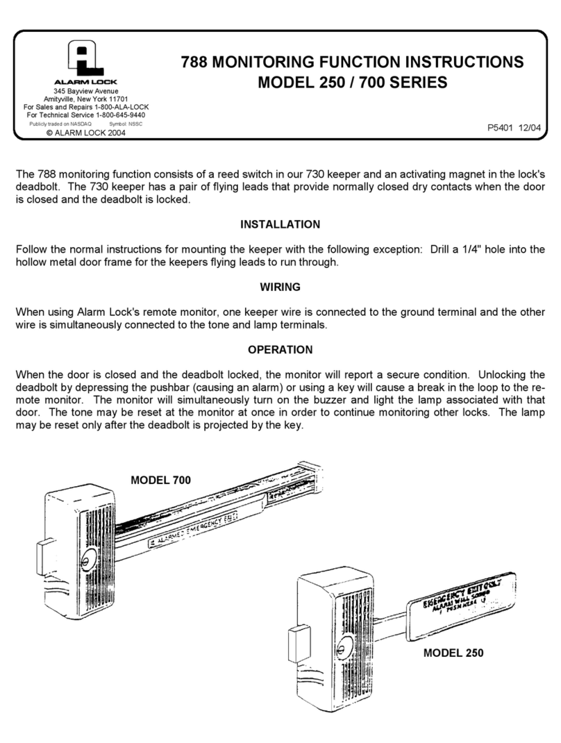 Alarm Lock 700 SERIES User manual
