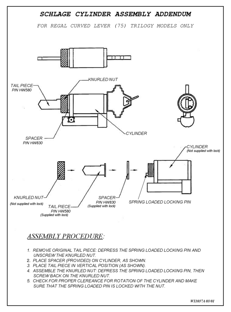 Alarm Lock SCHLAGE CYLINDER ASSEMBLY Addendum manual