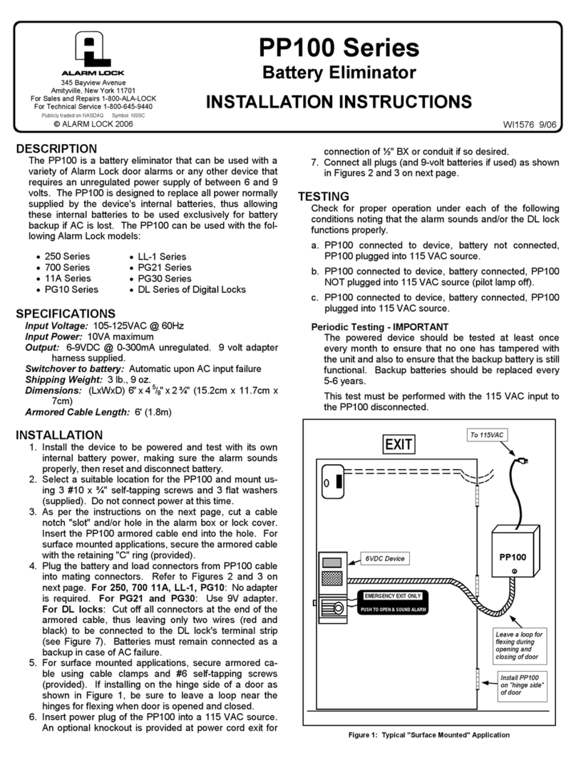 Alarm Lock PP100 Series installation instructions