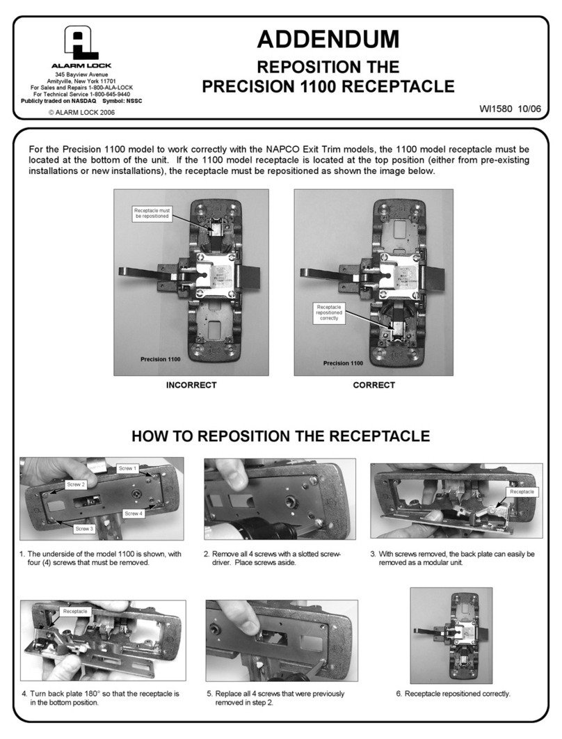 Alarm Lock Precision 1100 Addendum User manual