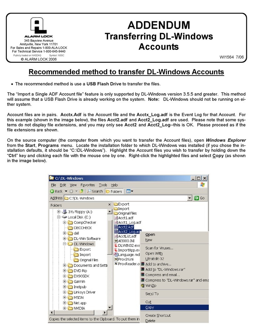 Alarm Lock DL-Windows Addendum manual Alarm Lock DL-Windows Addendum manual