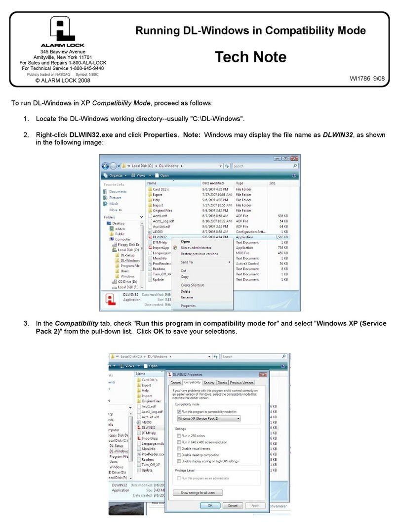Alarm Lock DL-Windows Tech note
