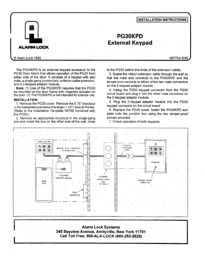 Alarm Lock PG30KPD User manual