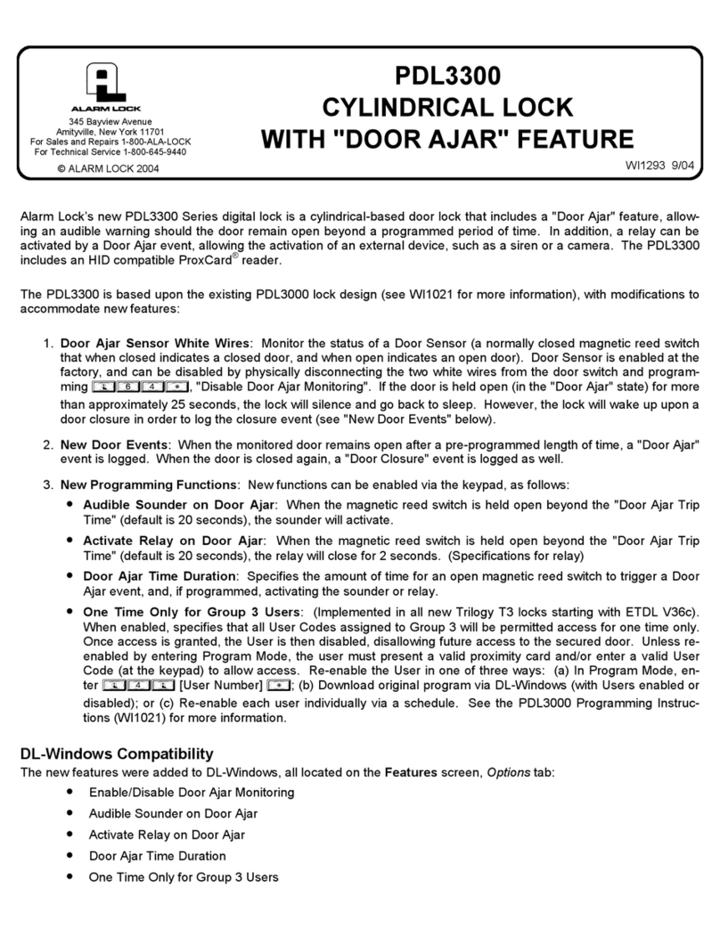 Alarm Lock PDL3300 User manual