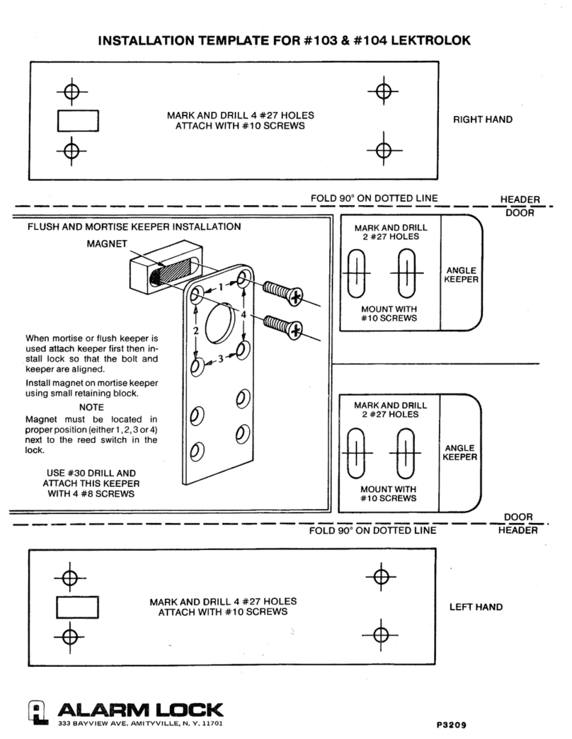 Alarm Lock LEKTROLOK 104 Installation template Alarm Lock LEKTROLOK 104 Installation template