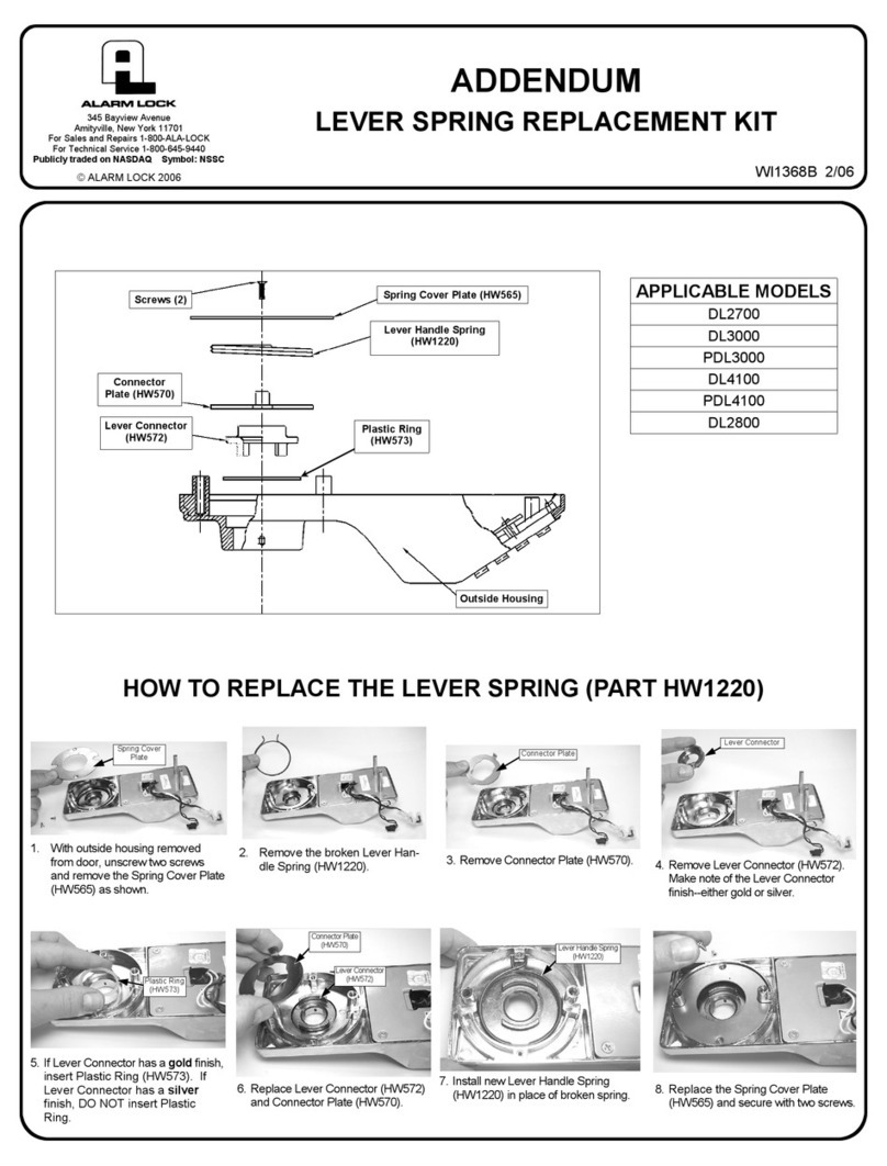 Alarm Lock TRILOGY DL2700 User manual
