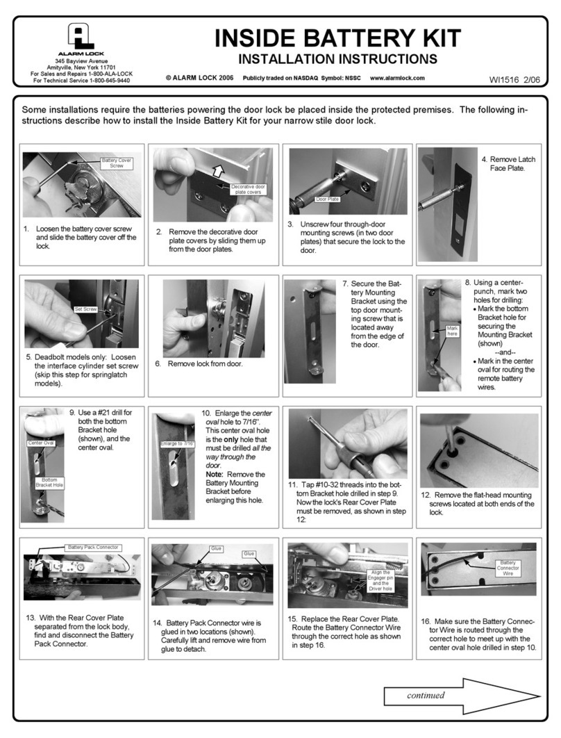 Alarm Lock INSIDE BATTERY KIT User manual