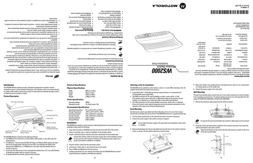 Motorola WS2000 - Wireless Switch - Network Management... User manual Motorola WS2000 - Wireless Switch - Network Management... User manual