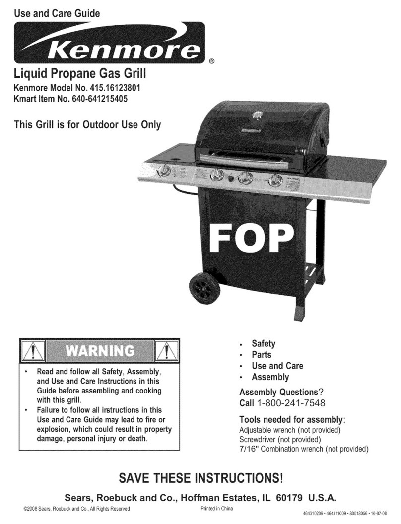 Kenmore 464311009 - 596 sq. in 3 Burner Gas Grill Use and care guide