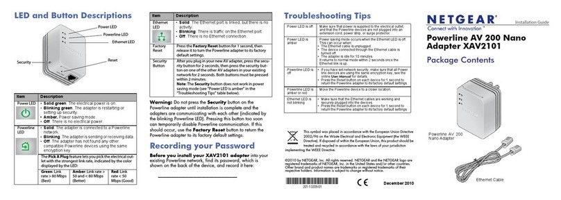 NETGEAR XAV2101 - POWERLINE AV 200 NANO ADAPTER install guide