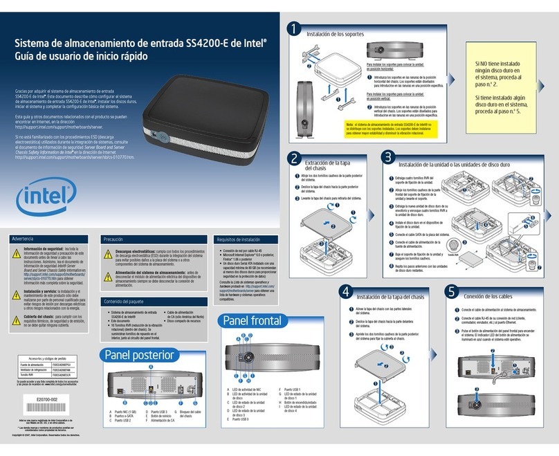 Intel SS4200-E - Entry Storage System NAS Server Guía de usuario de inicio rápido Intel SS4200-E - Entry Storage System NAS Server Guía de usuario de inicio rápido