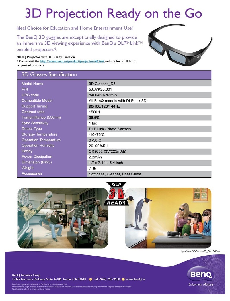 BenQ 3D Glasses - D3 User manual