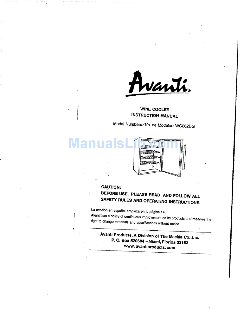 Avanti WC262BG User manual