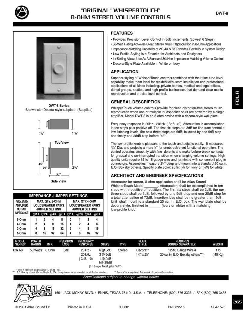 Atlas WhisperTouch DWT-8 Series installation instructions
