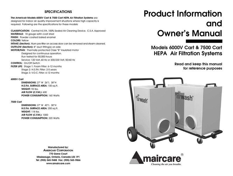 Amaircare 6000V Home owner's manual