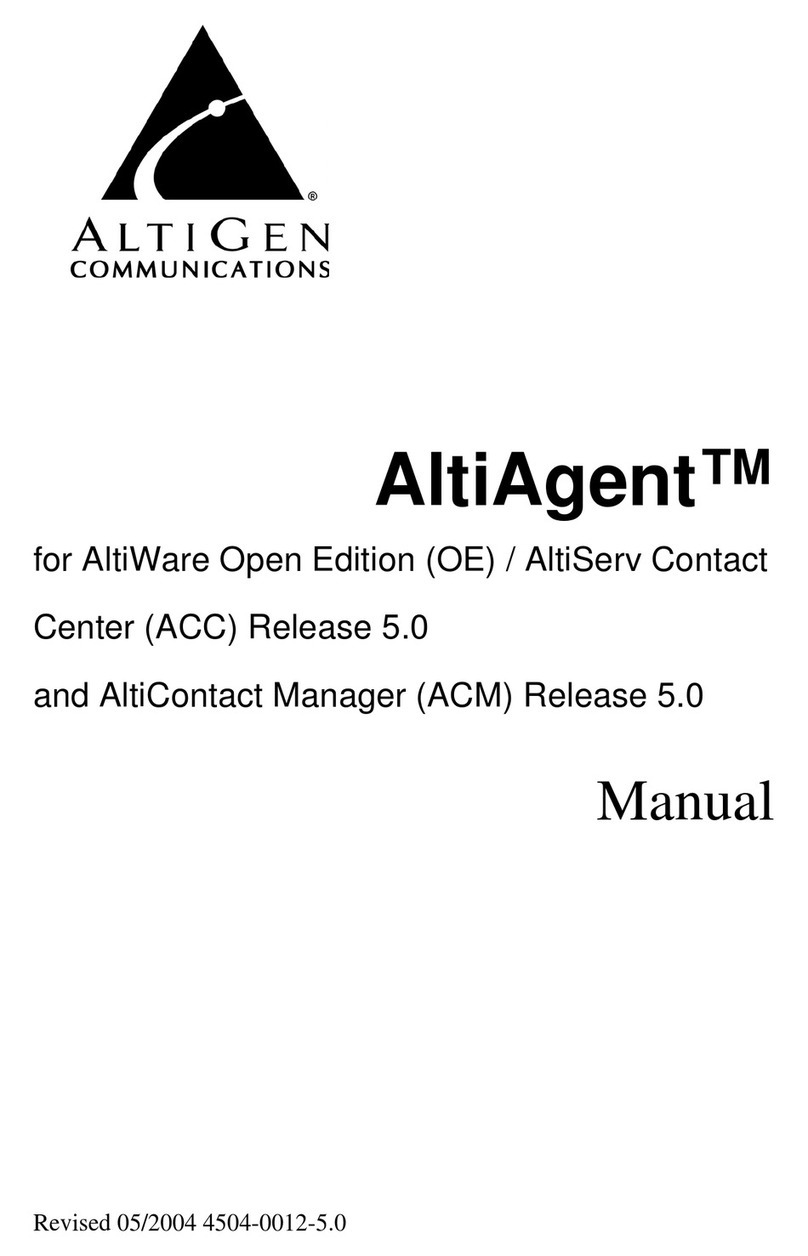 Altigen AltiAgent User manual Altigen AltiAgent User manual