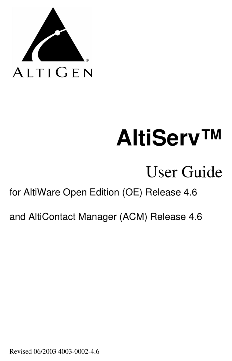 Altigen AltiServ User manual Altigen AltiServ User manual