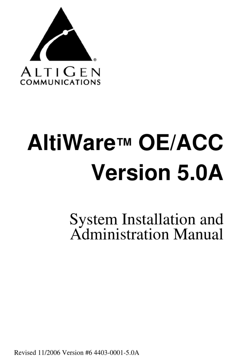 Altigen AltiWare OE/ACC Version 5.0A Administration manual Altigen AltiWare OE/ACC Version 5.0A Administration manual