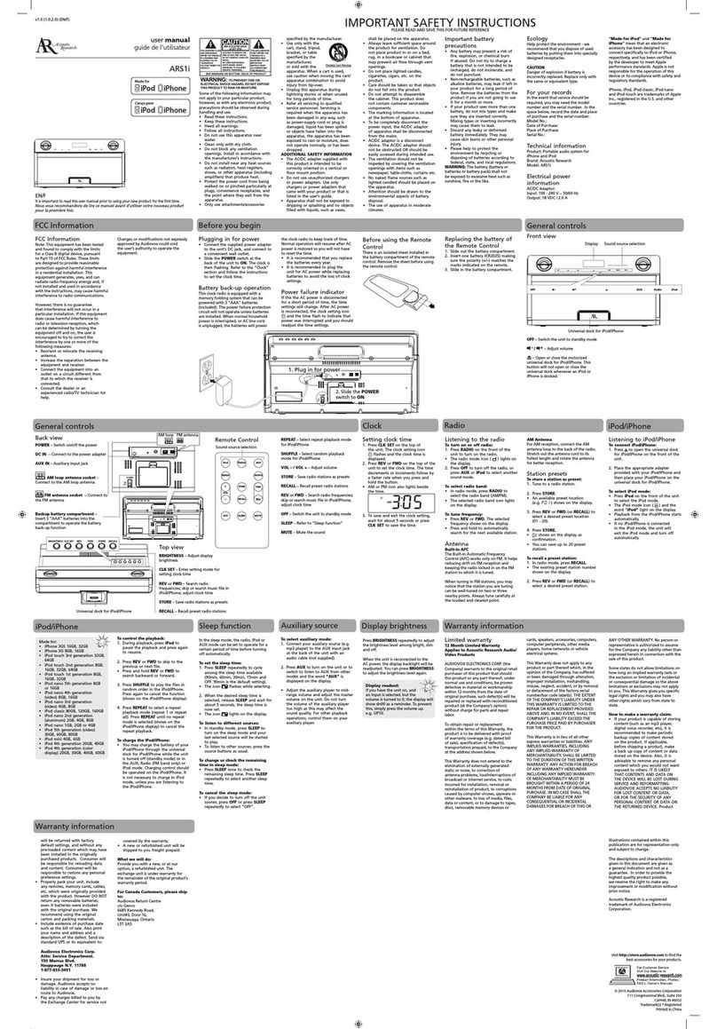 Acoustic Research ARS1i user manual