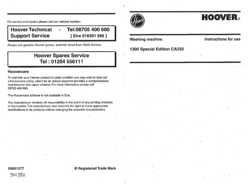 Hoover CA 232 User manual