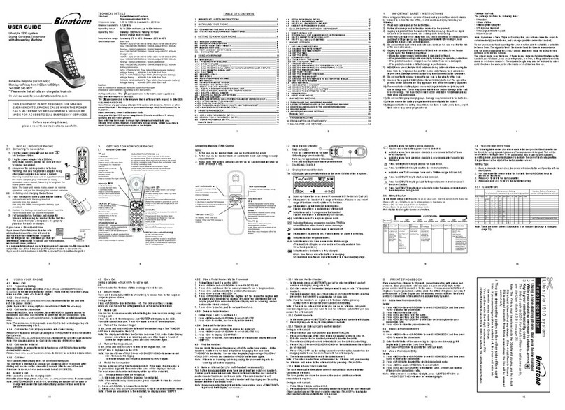 Binatone Lifestyle 1910 User manual