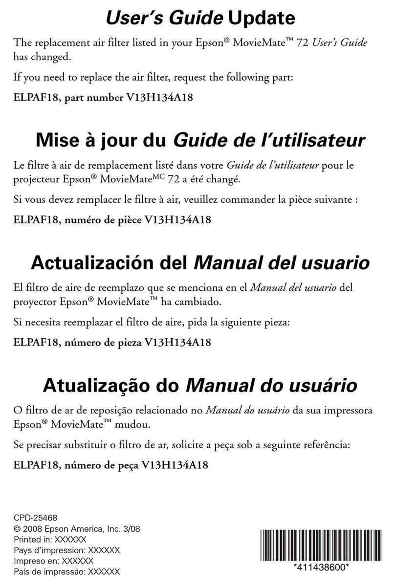 Epson V11H257220 - MovieMate 72 LCD Projector User manual